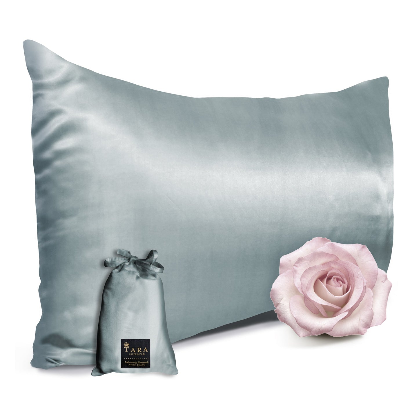 Luxury Artisan Mulberry Silk Pillowcase, Washable Natural Mulberry Silk, Sea Foam - FINAL SALE