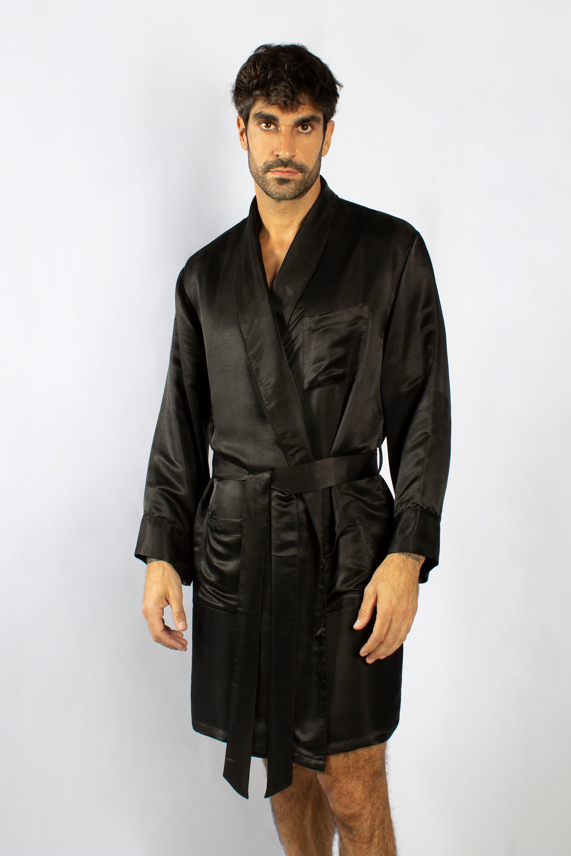 Luxury Artisan Silk Robe And Pajama Set For Men, Washable Natural Mulberry Silk