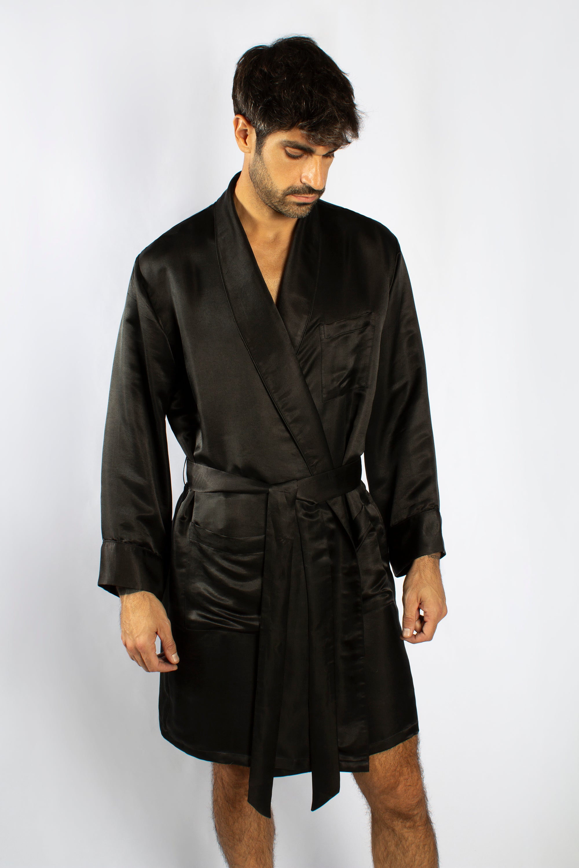 Luxury Artisan Silk Robe And Pajama Set For Men, Washable Natural Mulberry Silk