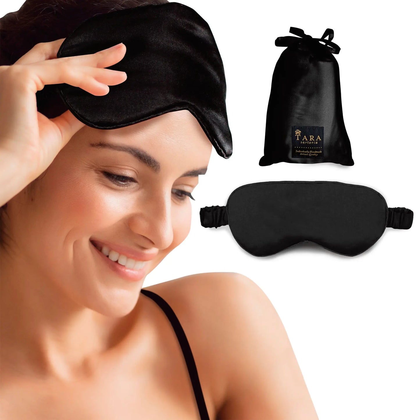 Luxury Silk Sleep Mask in Black Tara Sartoria