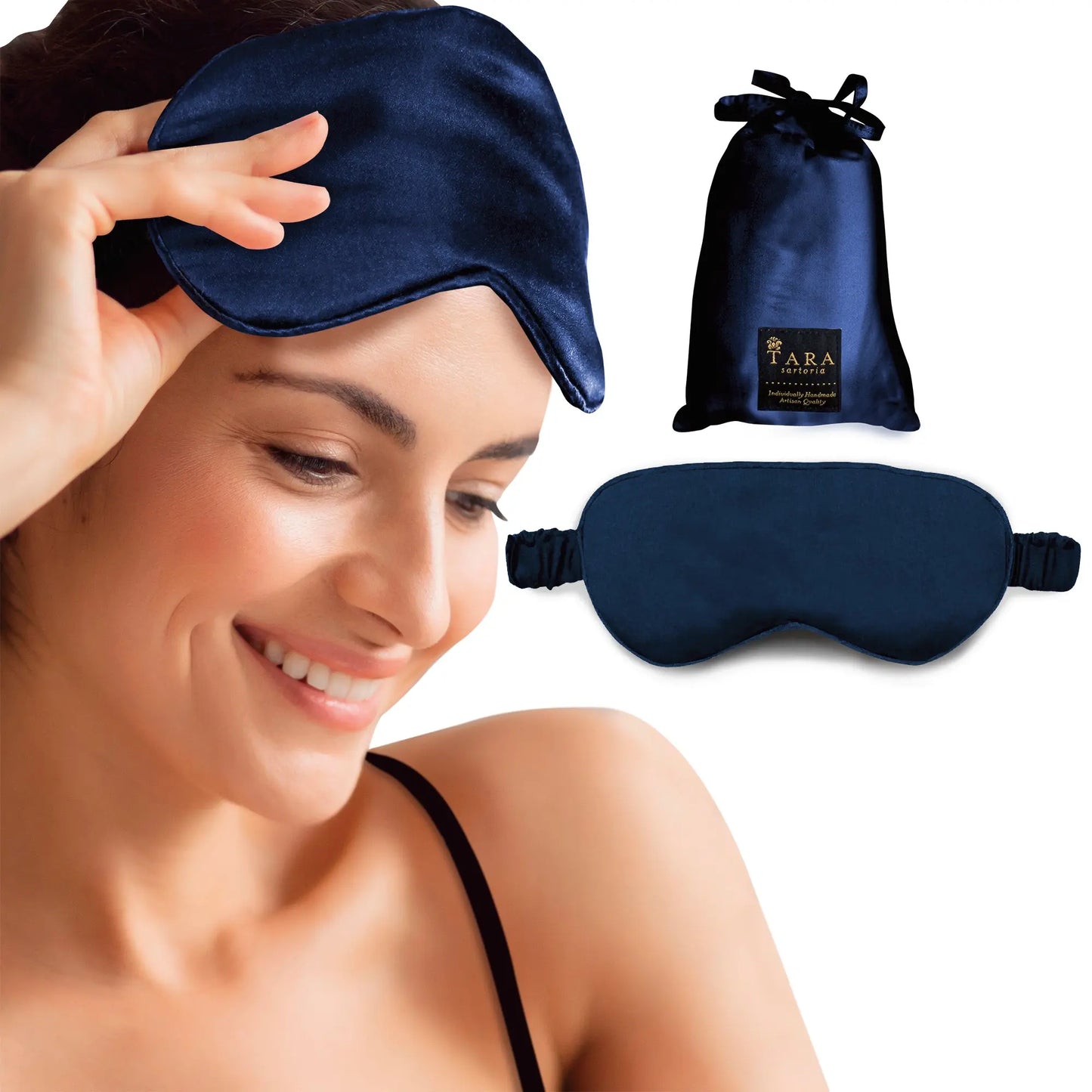 Luxury Silk Sleep Mask in Blue Tara Sartoria