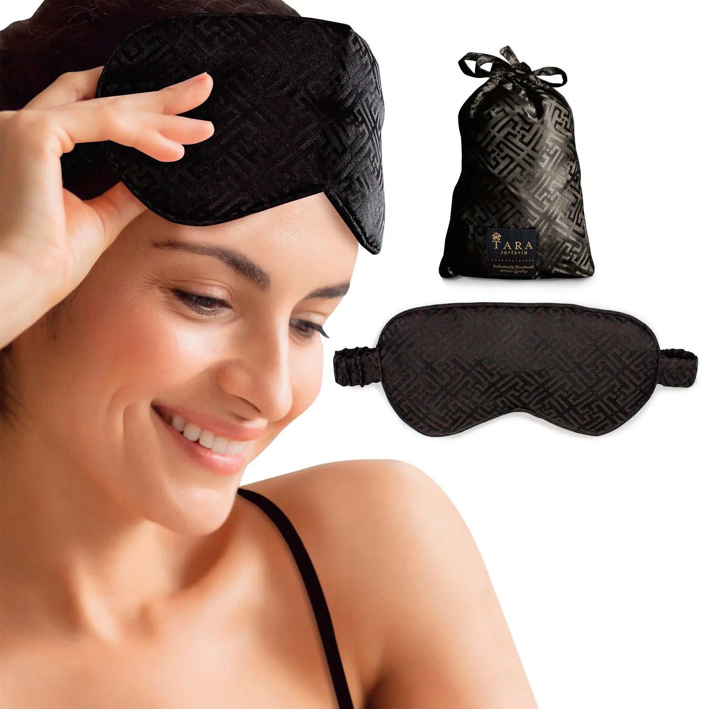 Luxury Silk Sleep Mask in Black Tara Sartoria