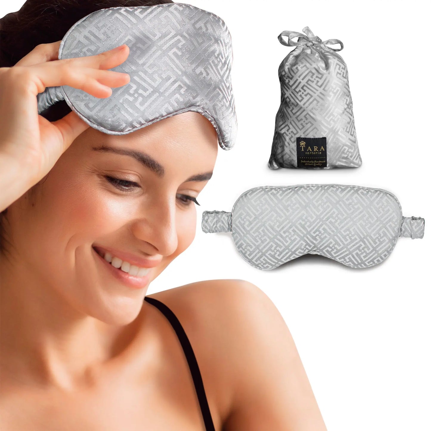Luxury Silk Sleep Mask in Gray Tara Sartoria