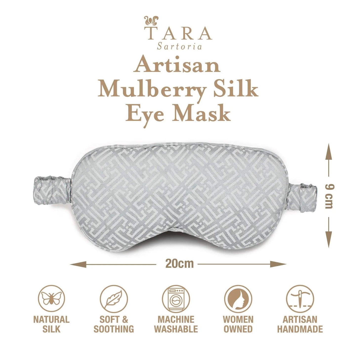 Luxury Silk Sleep Mask in Gray Tara Sartoria