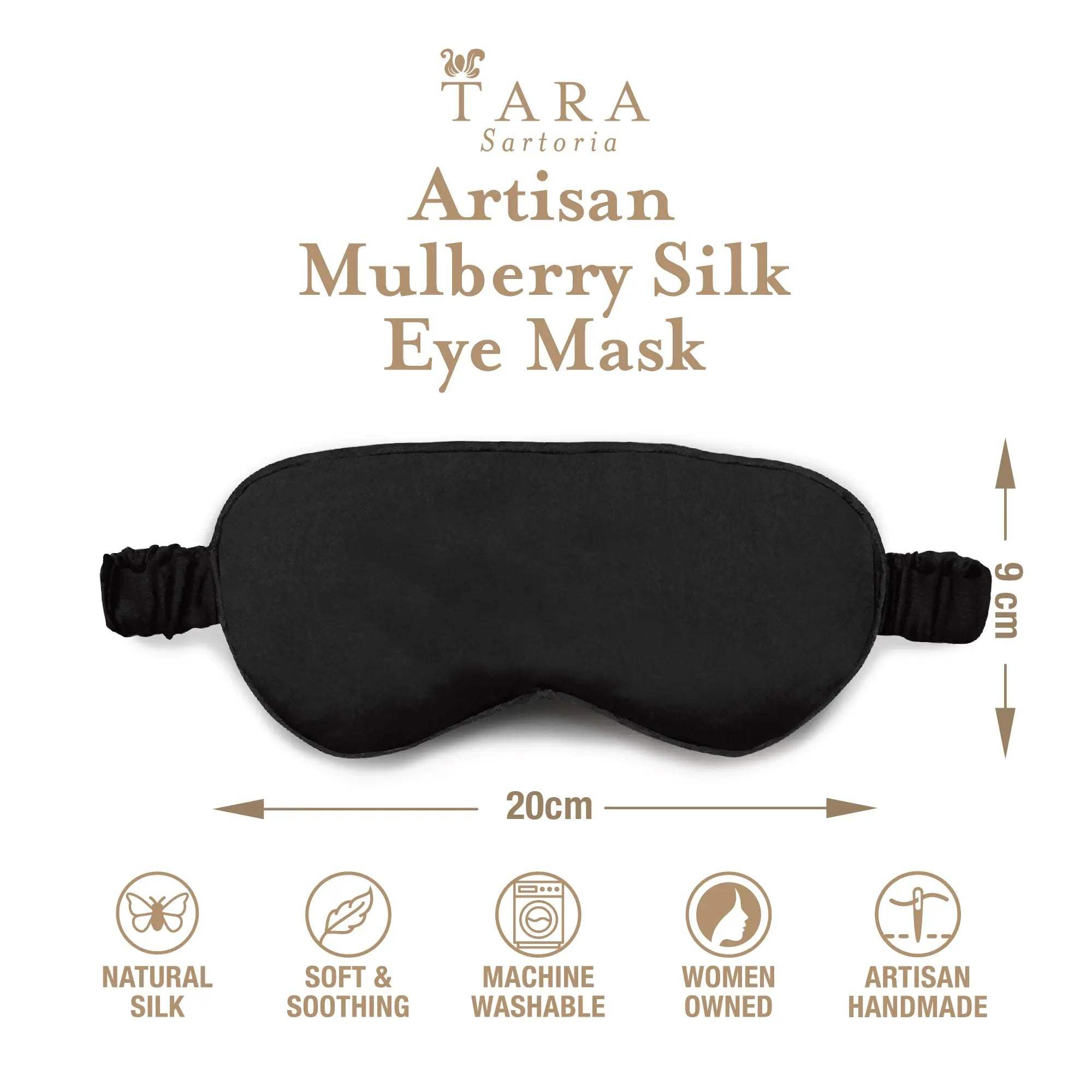 Luxury Silk Sleep Mask in Black - Tara Sartoria