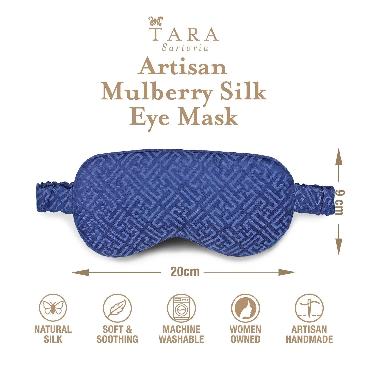 Luxury Silk Sleep Mask in Blue - Tara Sartoria