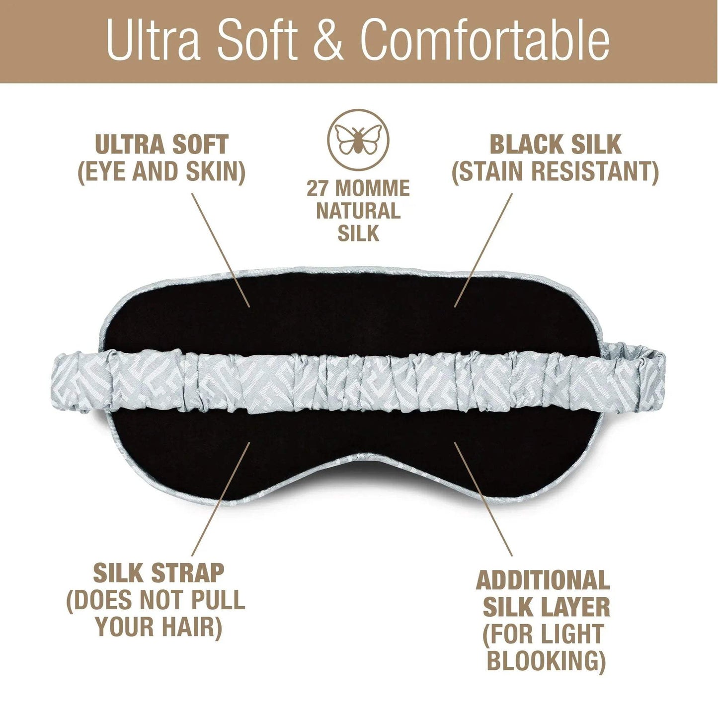 Luxury Silk Sleep Mask in Gray - Tara Sartoria