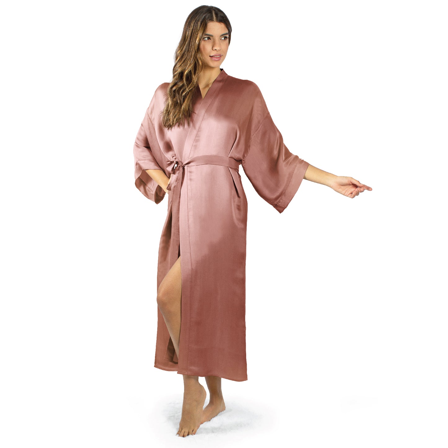 Luxury Artisan Long Silk Kimono Robes For Women, Washable Natural Mulberry Silk