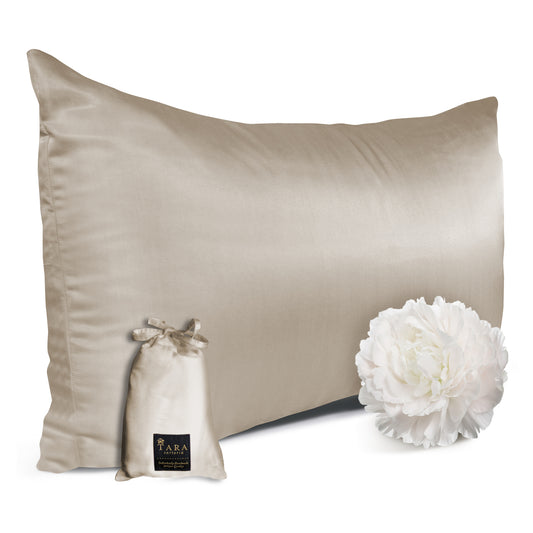 Luxury Artisan Mulberry Silk Pillowcase, Washable Natural Mulberry Silk, Beige