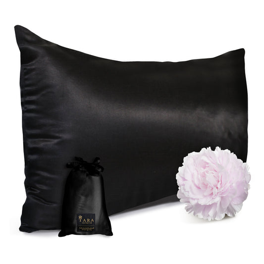 Luxury Artisan Mulberry Silk Pillowcase, Washable Natural Mulberry Silk, Black