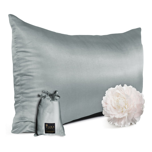 Luxury Artisan Mulberry Silk Pillowcase, Washable Natural Mulberry Silk, Gray