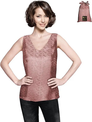 Luxury Artisan Pure Silk Jacquard V-Neck Tank Top
