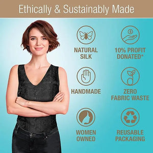 Luxury Artisan Pure Silk V-Neck Paisley Tank Top