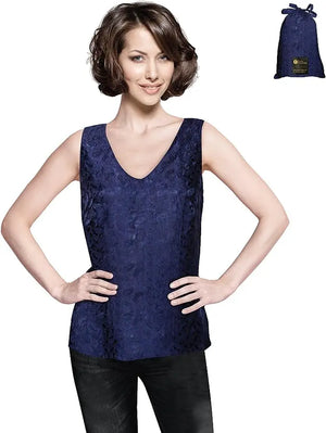 Luxury Artisan Pure Silk V-Neck Paisley Tank Top