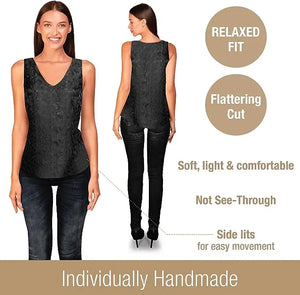 Luxury Artisan Pure Silk V-Neck Paisley Tank Top