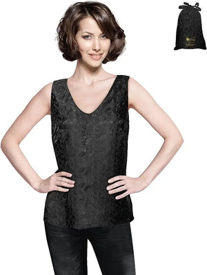 Luxury Artisan Pure Silk V-Neck Paisley Tank Top