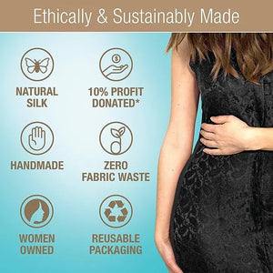 Luxury Artisan Silk Dress for Women Elegant in Onyx Rose