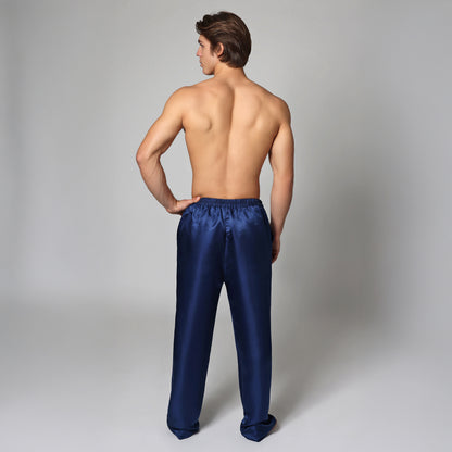 Men's Silk Satin Pajama Set - Long Sleeve Pajamas With Pockets For Lounge & Sleep