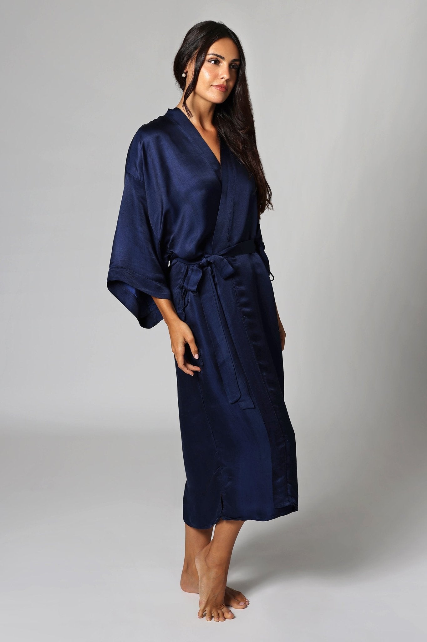 floor length kimono dressing gown Long print robe for women Do not bleach Green Silk Blend Kimono Robe