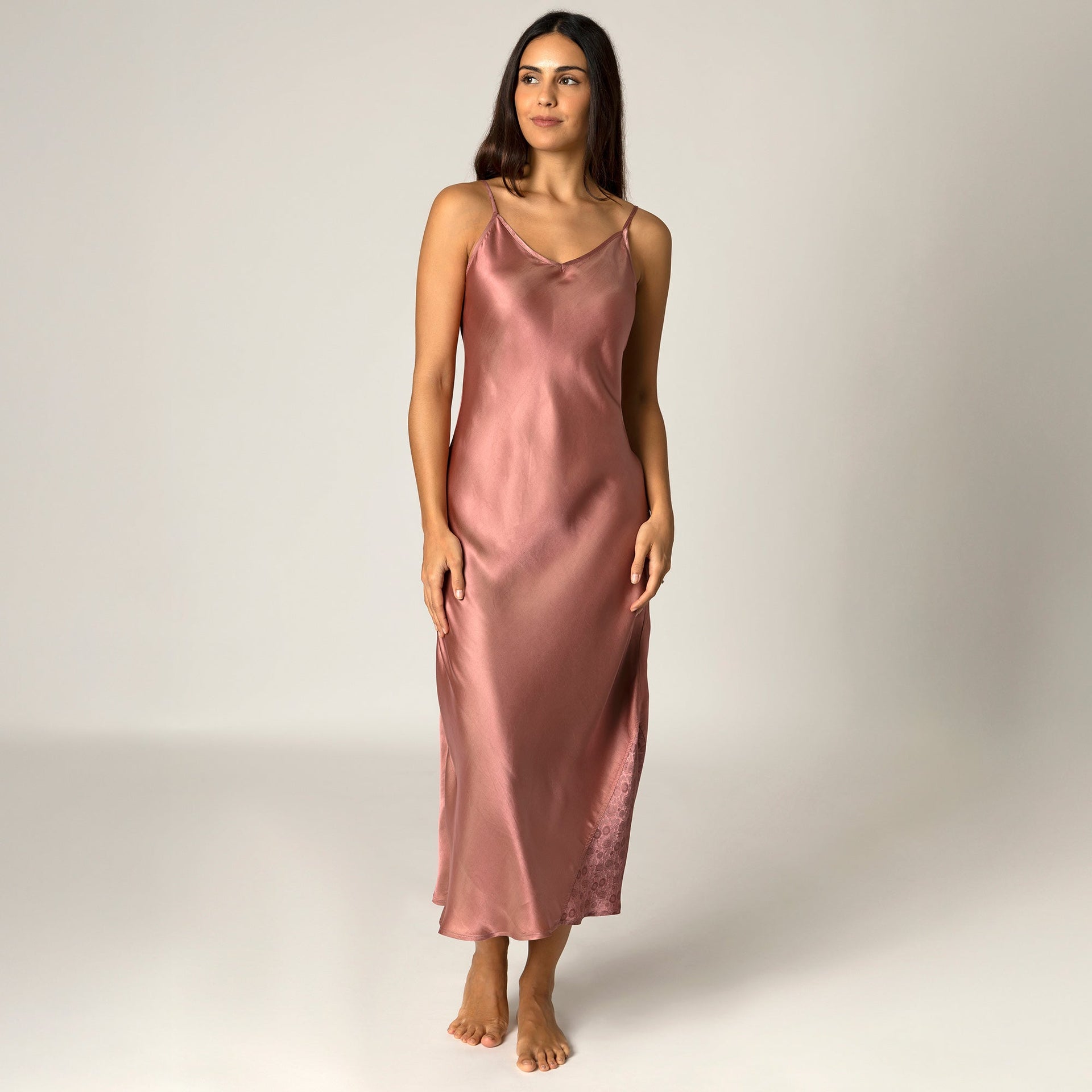 washable silk sleep dress Artisan Long Silk Nightgown, Washable