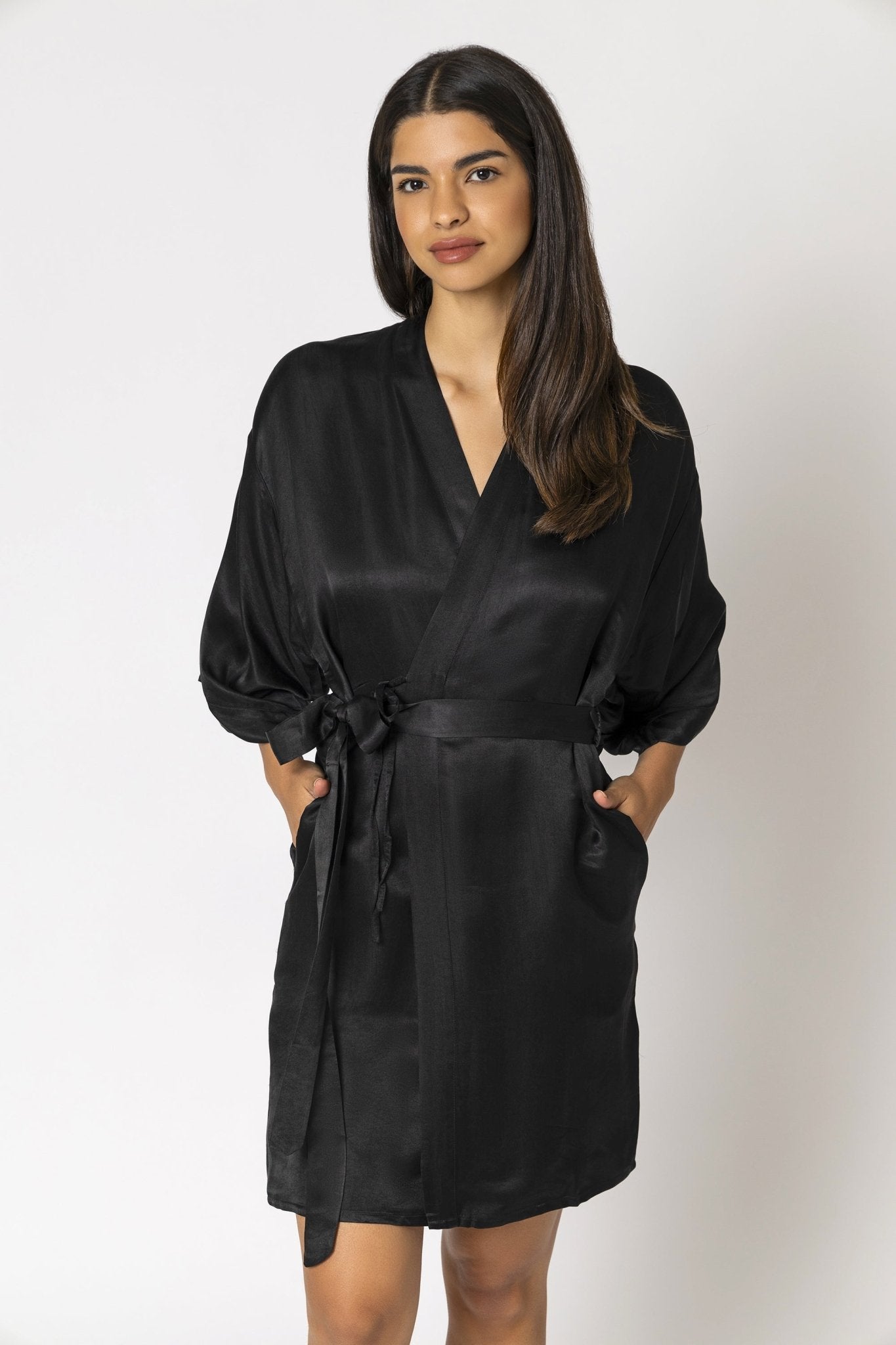 glossy pure silk short kimono dressing gown for women reviews SilkSilky 100% Mulberry Silk Short Women's Kimono Robe with Wrap Design, White / M