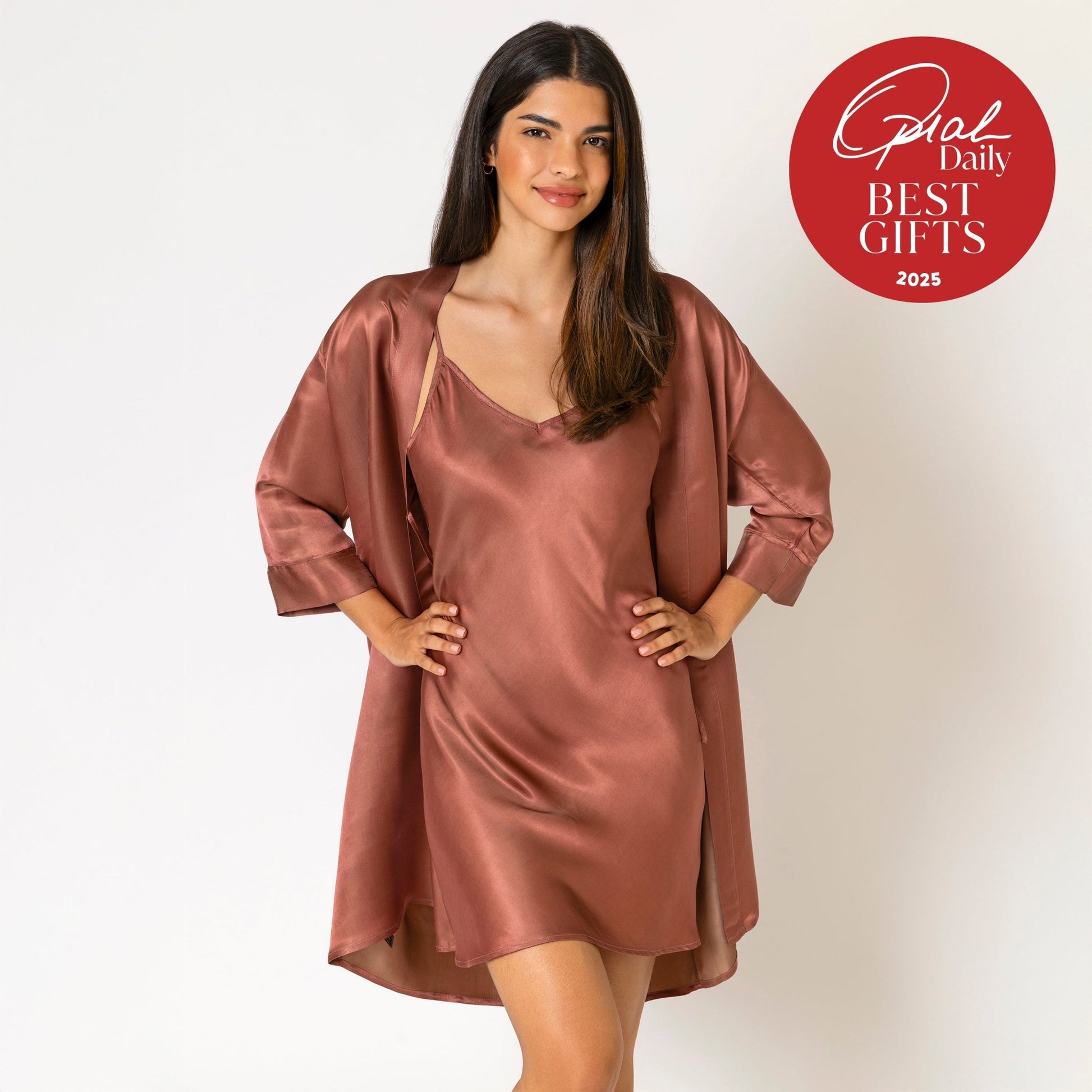 Artisan Short Silk Robe And Nightgown Set, Washable - Tara Sartoria