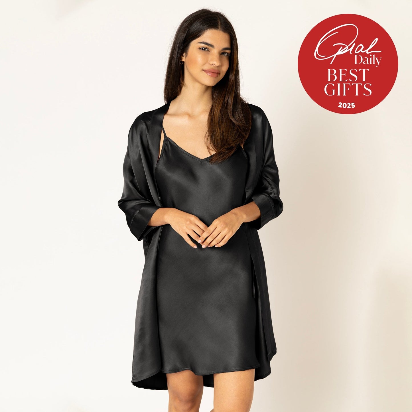 Artisan Short Silk Robe And Nightgown Set, Washable - Tara Sartoria