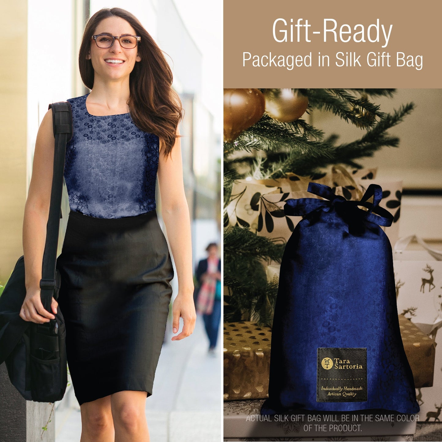 Artisan Silk Blouse Jacquard, Tank Top Round Neck, Washable - Tara Sartoria