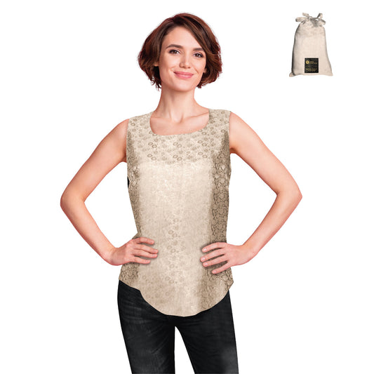 Artisan Silk Blouse Jacquard, Tank Top Round Neck, Washable - Tara Sartoria
