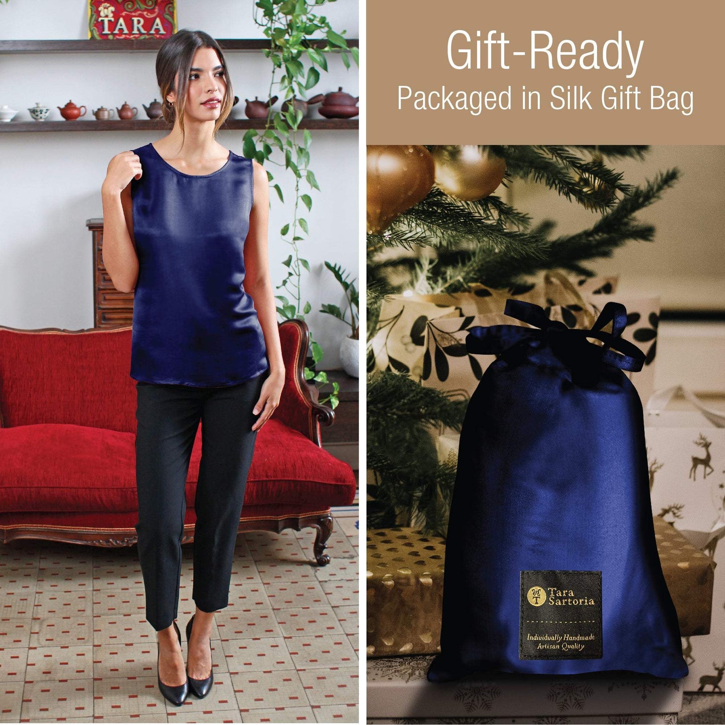 Artisan Silk Blouse, Tank Top Round Neck, Washable - Tara Sartoria