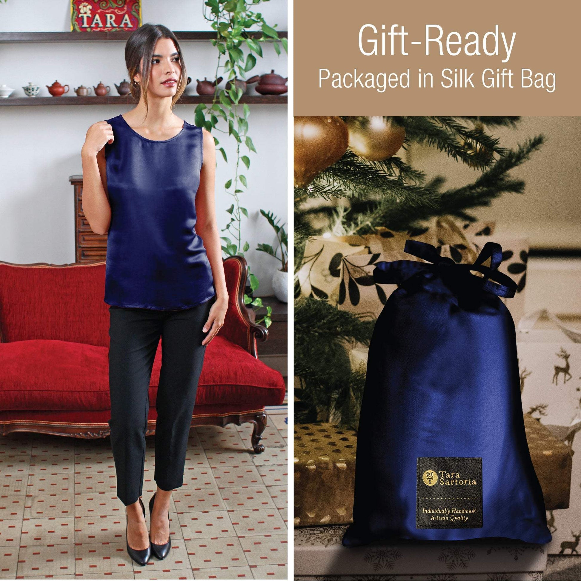 Artisan Silk Blouse, Tank Top Round Neck, Washable - Tara Sartoria