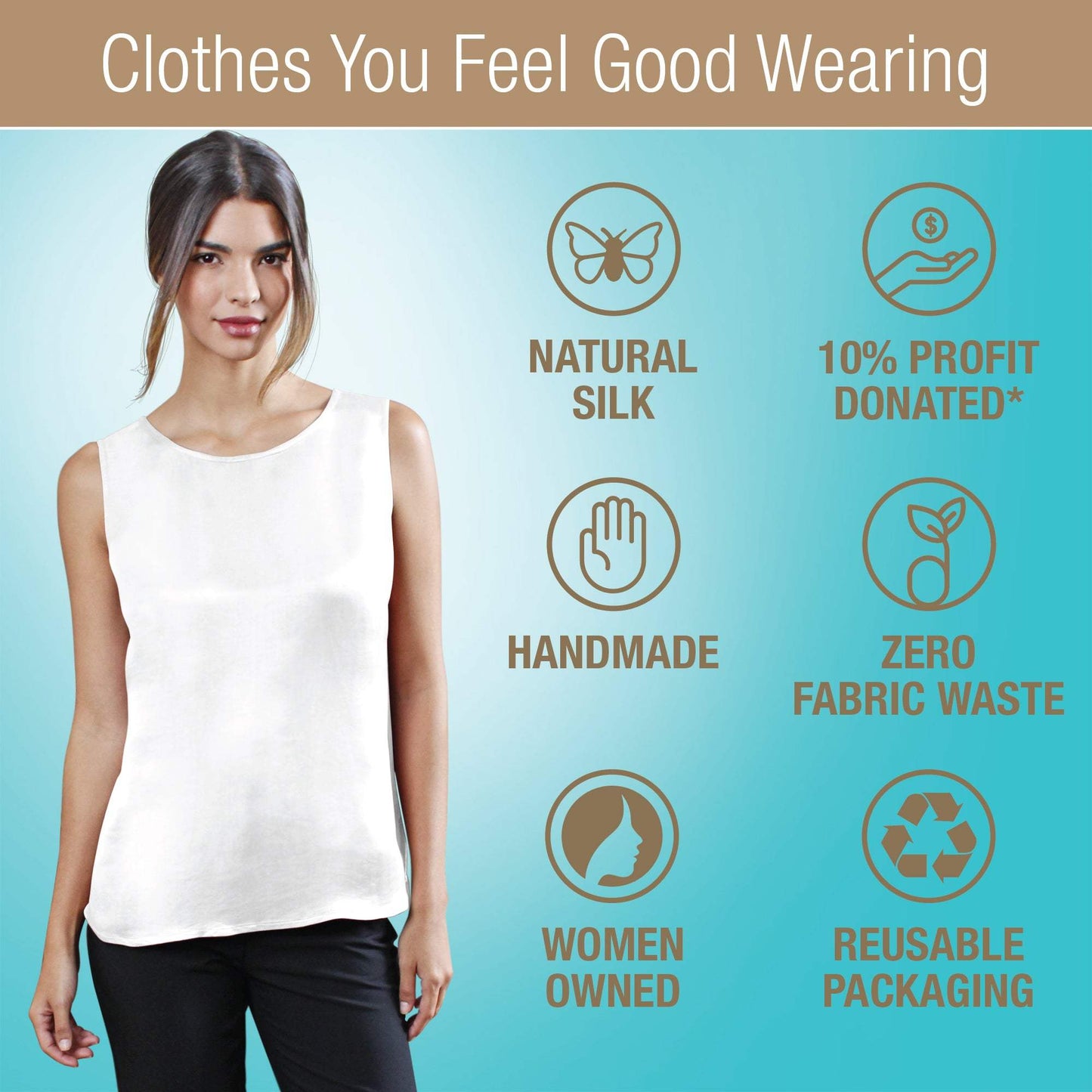 Artisan Silk Blouse, Tank Top Round Neck, Washable - Tara Sartoria