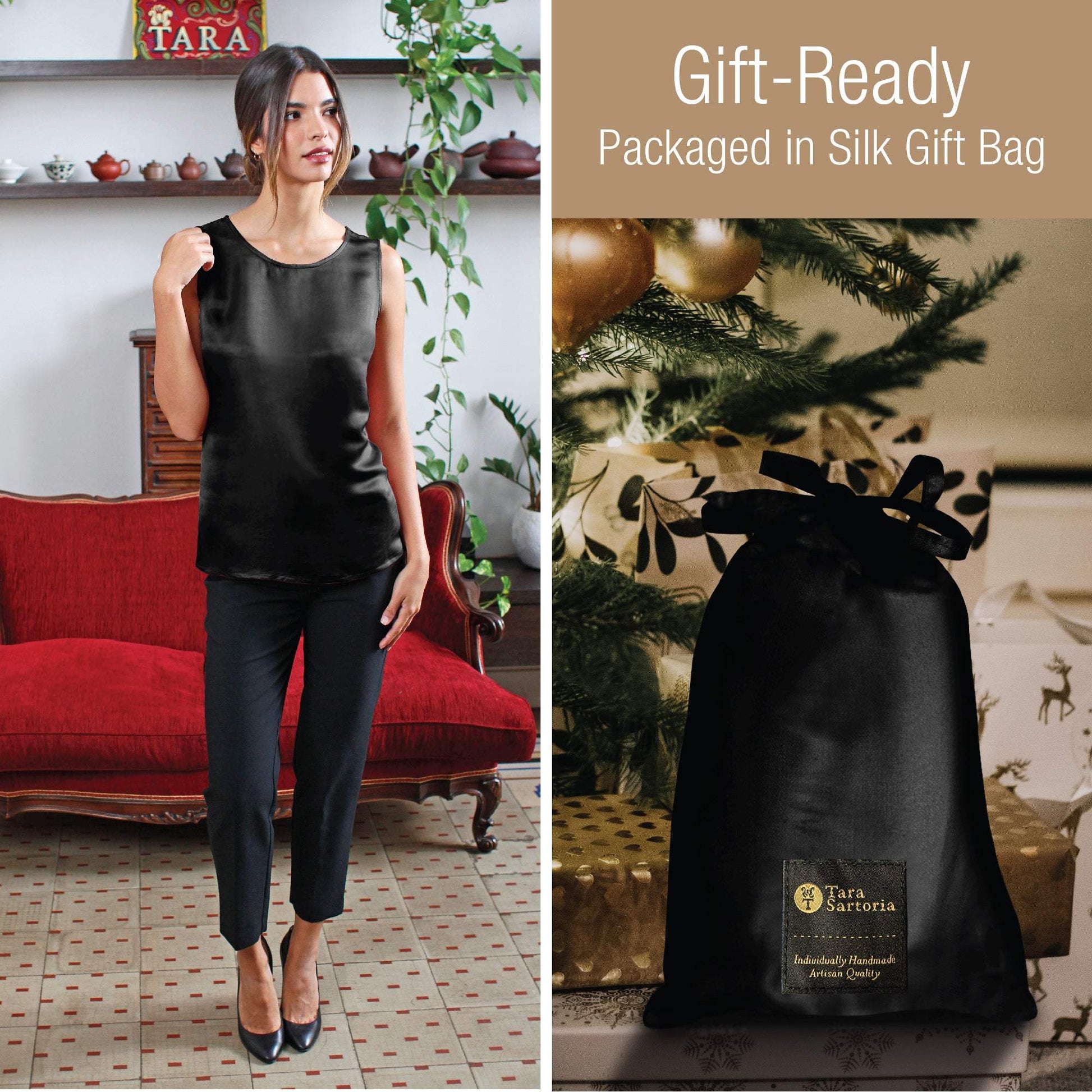 Artisan Silk Blouse, Tank Top Round Neck, Washable - Tara Sartoria