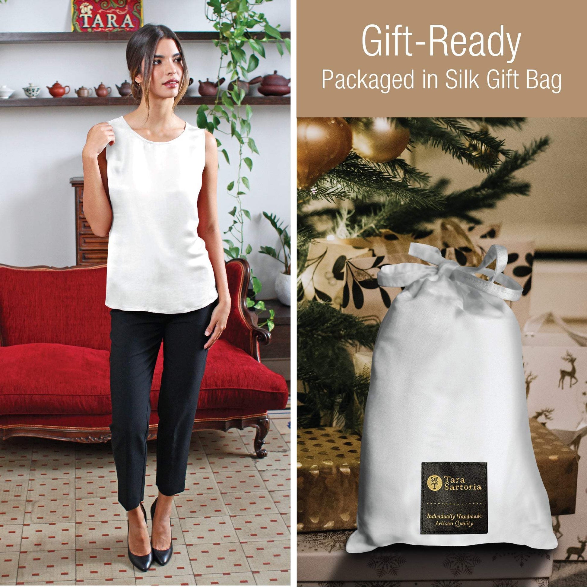 Artisan Silk Blouse, Tank Top Round Neck, Washable - Tara Sartoria