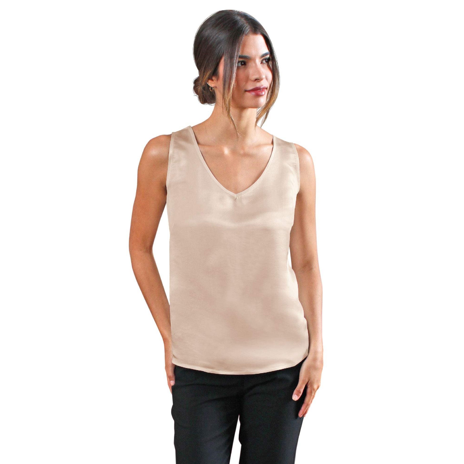 Artisan Silk Blouse, Tank Top V Neck, Washable - Tara Sartoria
