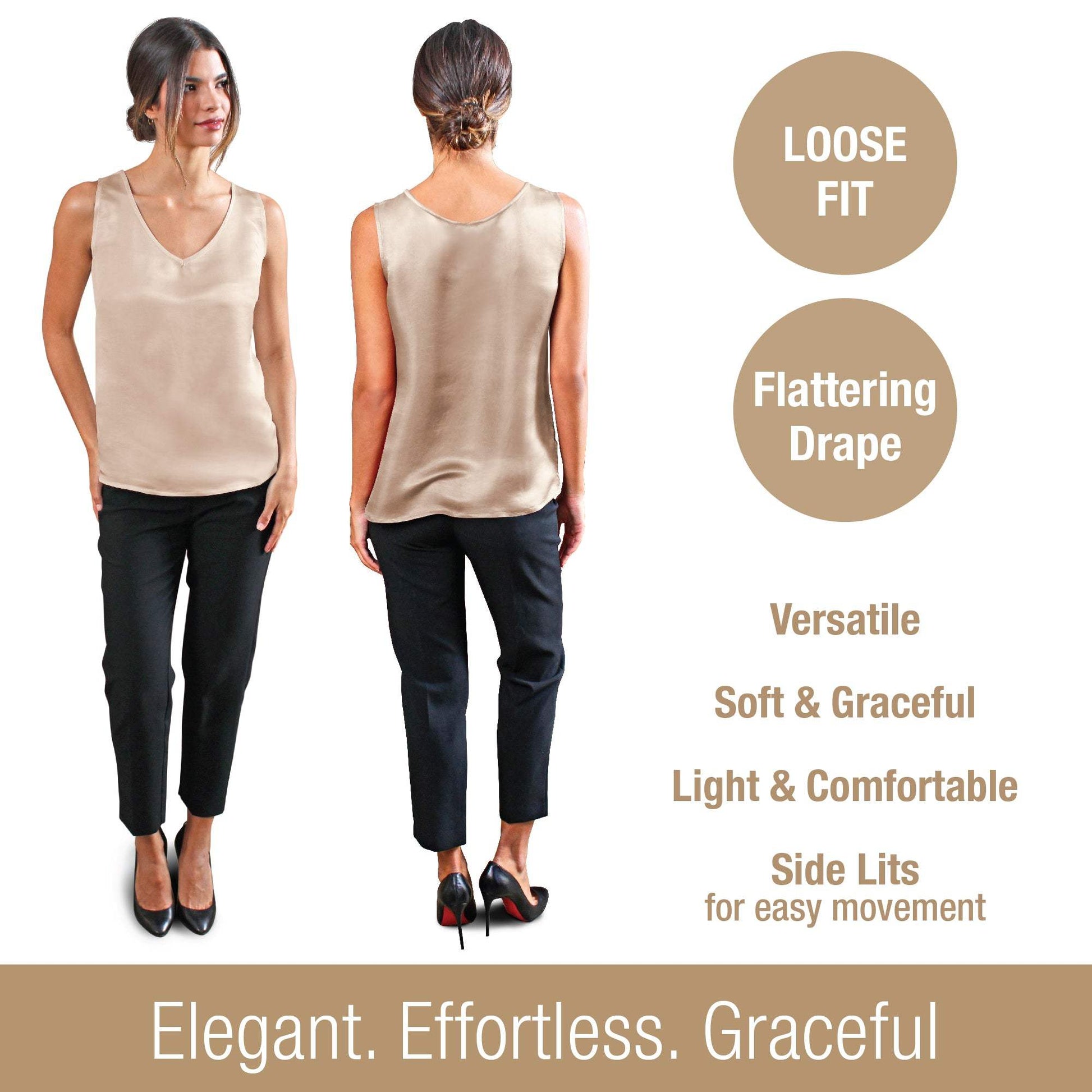 Artisan Silk Blouse, Tank Top V Neck, Washable - Tara Sartoria