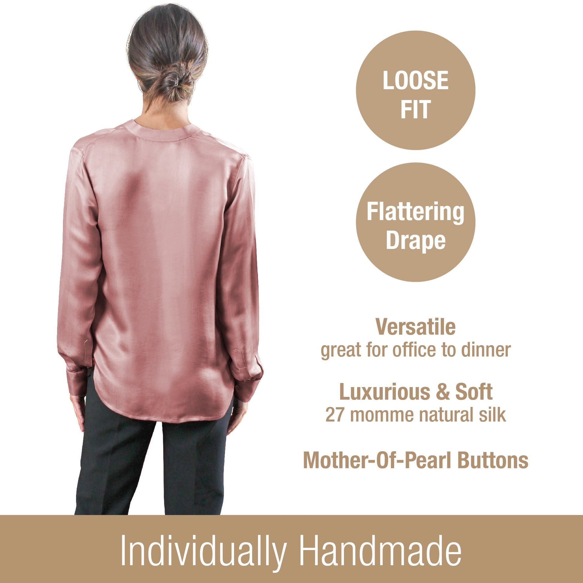 Artisan Silk Blouse, Tunic Long Sleeves, Washable - Tara Sartoria
