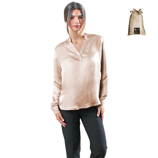 Artisan Silk Blouse, Tunic Long Sleeves, Washable - Tara Sartoria