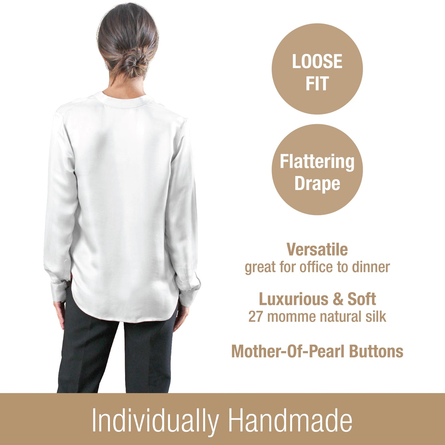Artisan Silk Blouse, Tunic Long Sleeves, Washable - Tara Sartoria