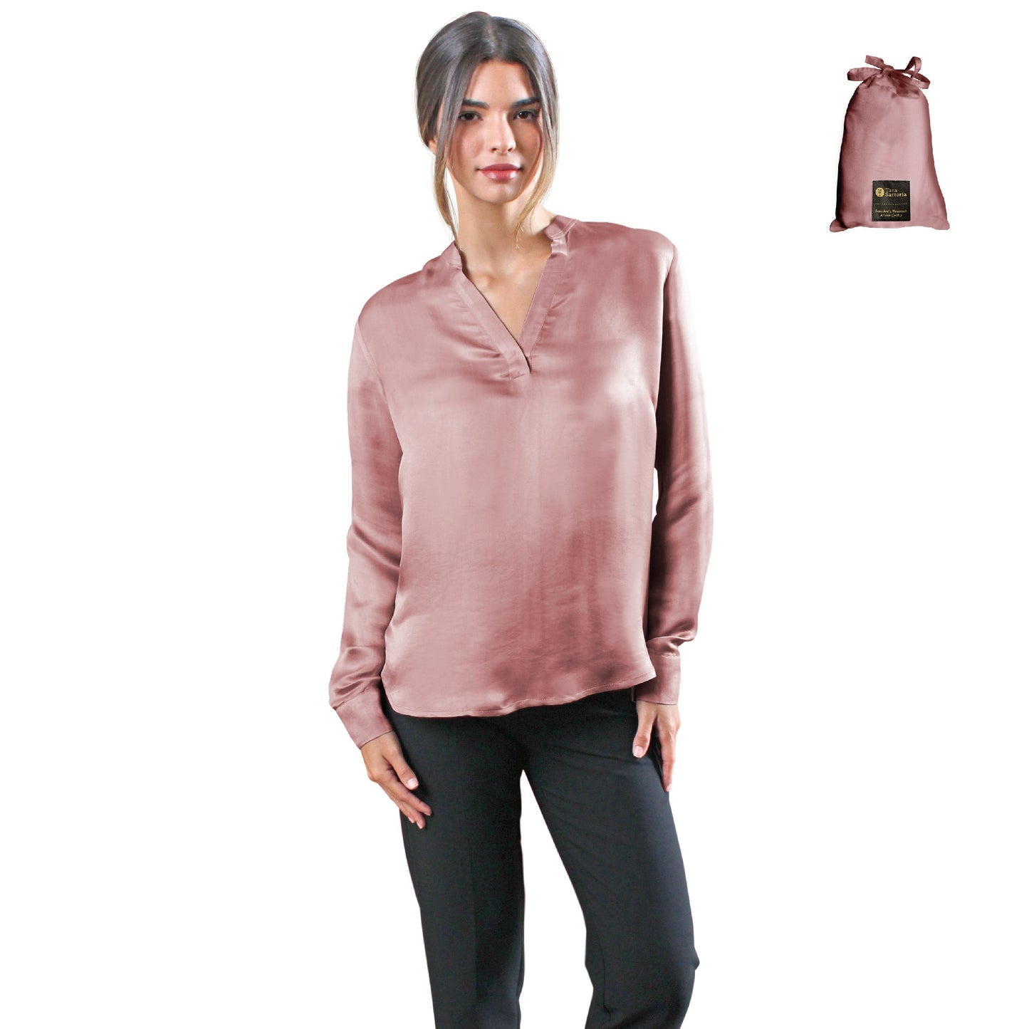 Artisan Silk Blouse, Tunic Long Sleeves, Washable - Tara Sartoria