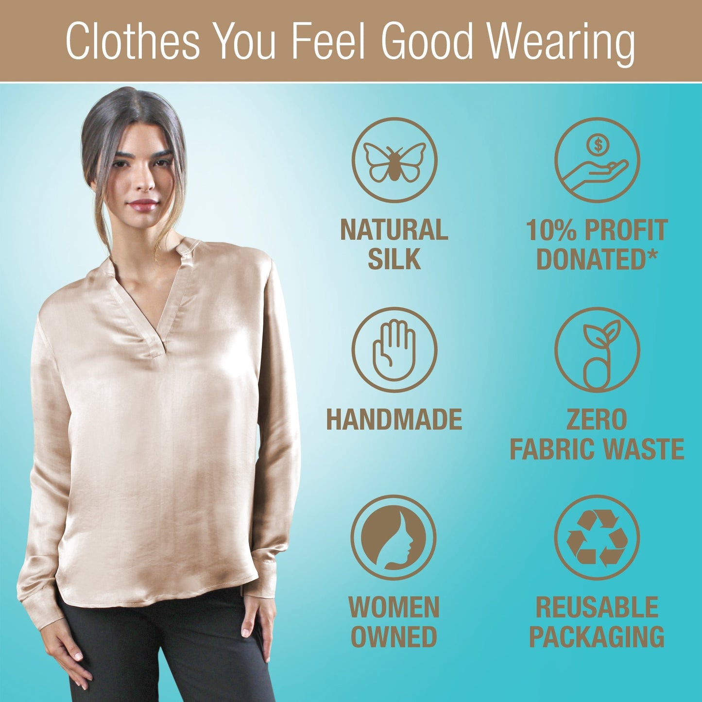 Artisan Silk Blouse, Tunic Long Sleeves, Washable - Tara Sartoria