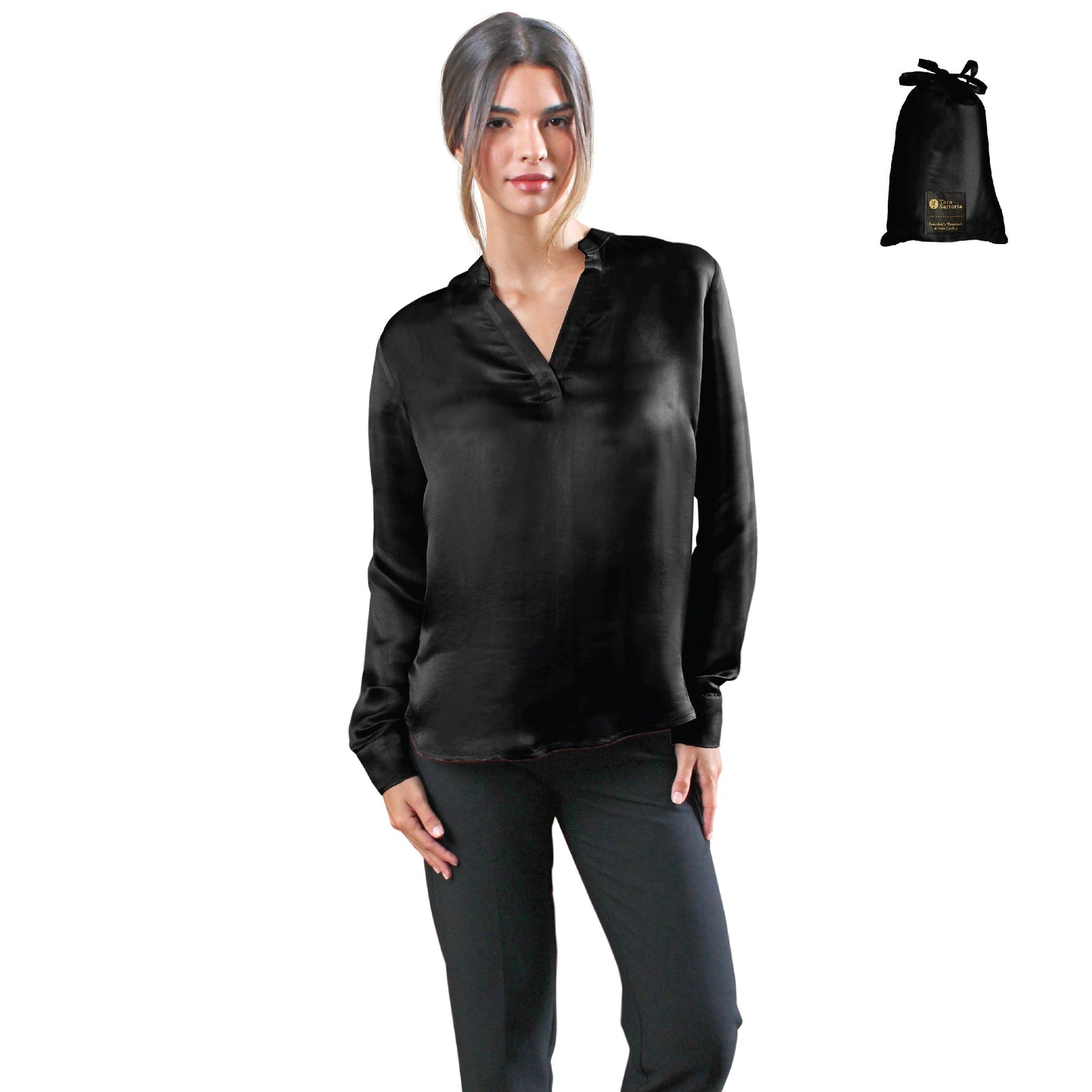 Artisan Silk Blouse, Tunic Long Sleeves, Washable - Tara Sartoria