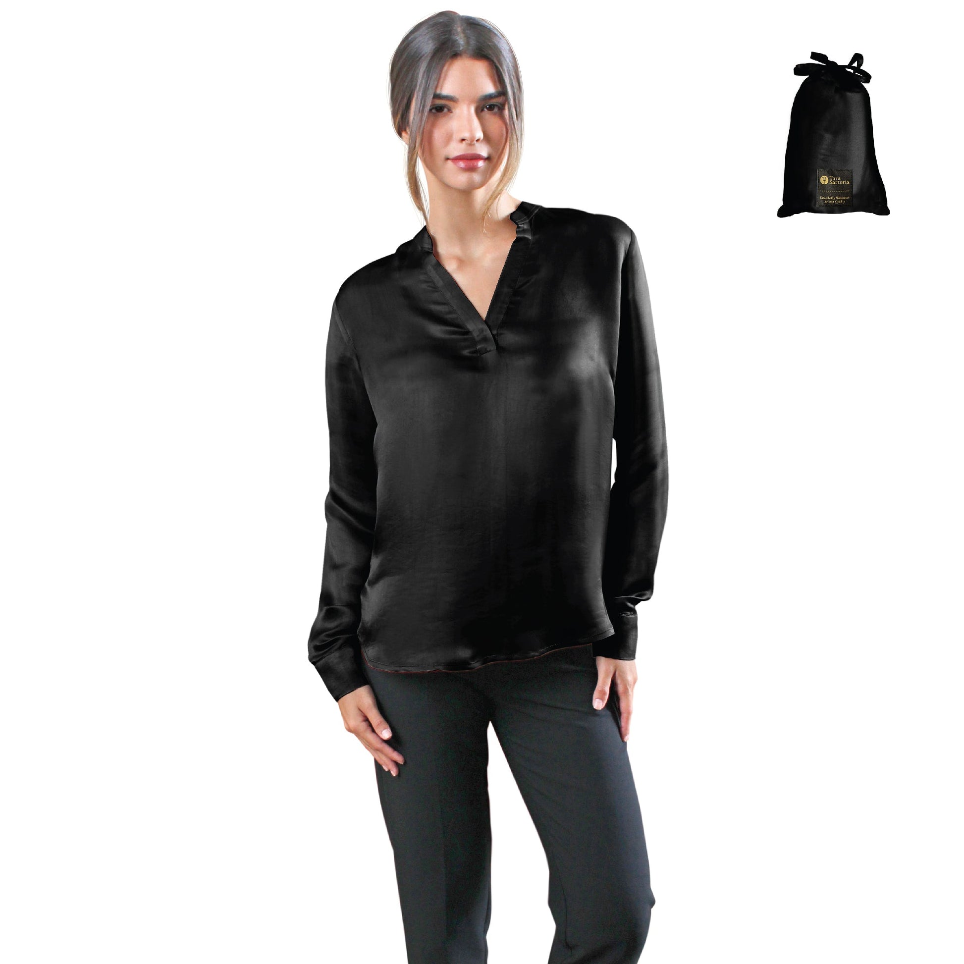 Artisan Silk Blouse, Tunic Long Sleeves, Washable - Tara Sartoria