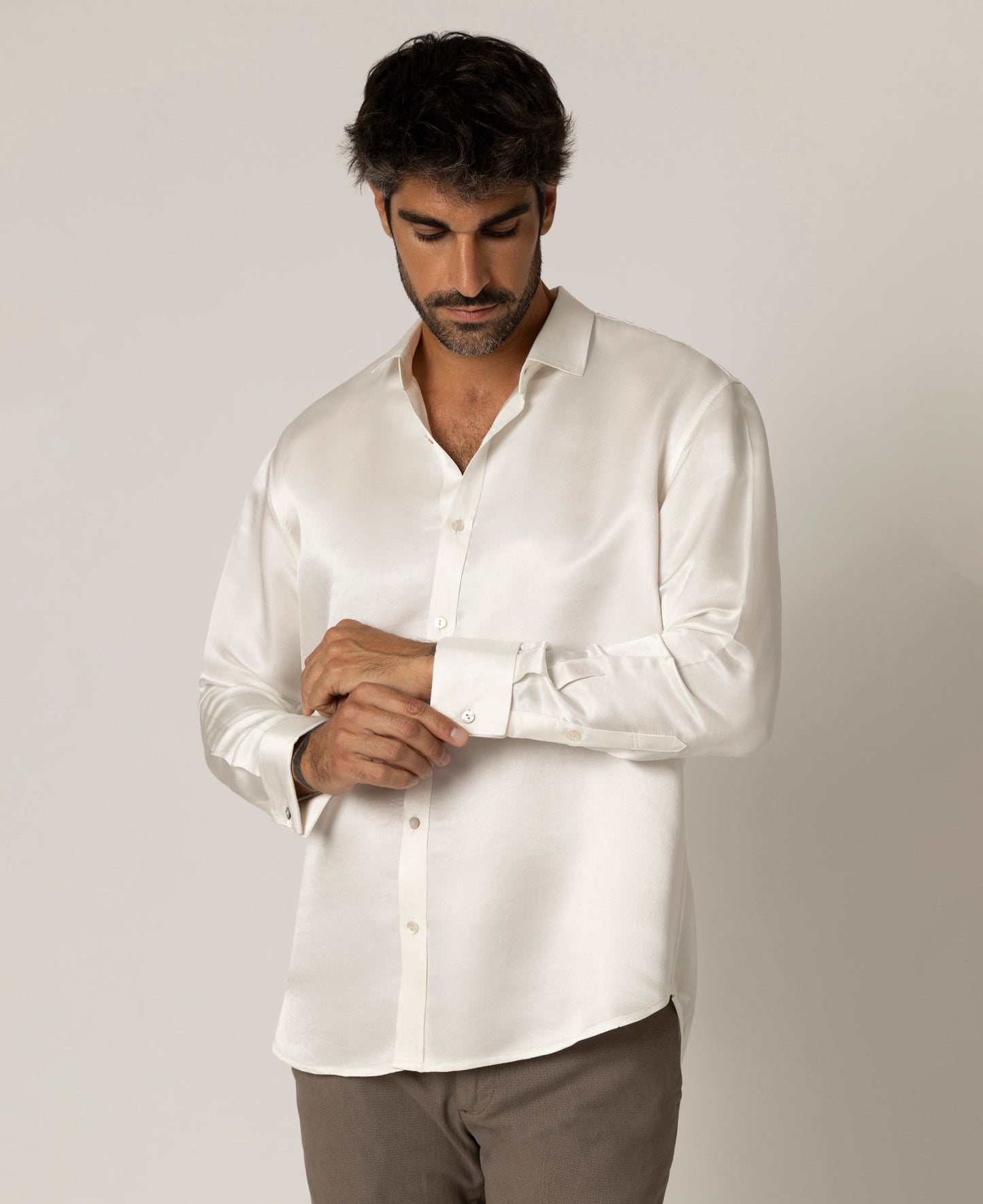 Artisan Silk Shirt, French Cuffs, Washable - Tara Sartoria