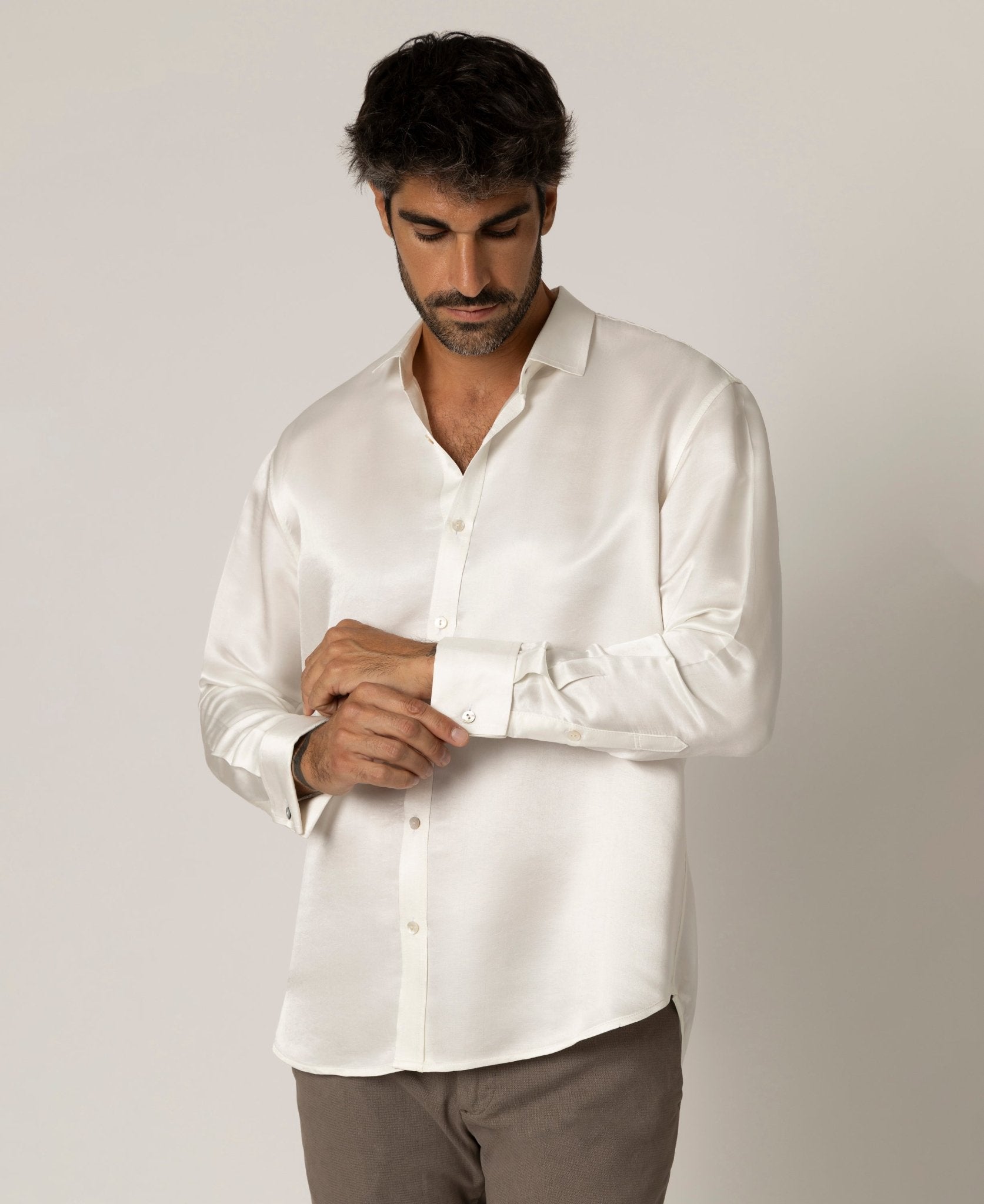Artisan Silk Shirt, French Cuffs, Washable - Tara Sartoria