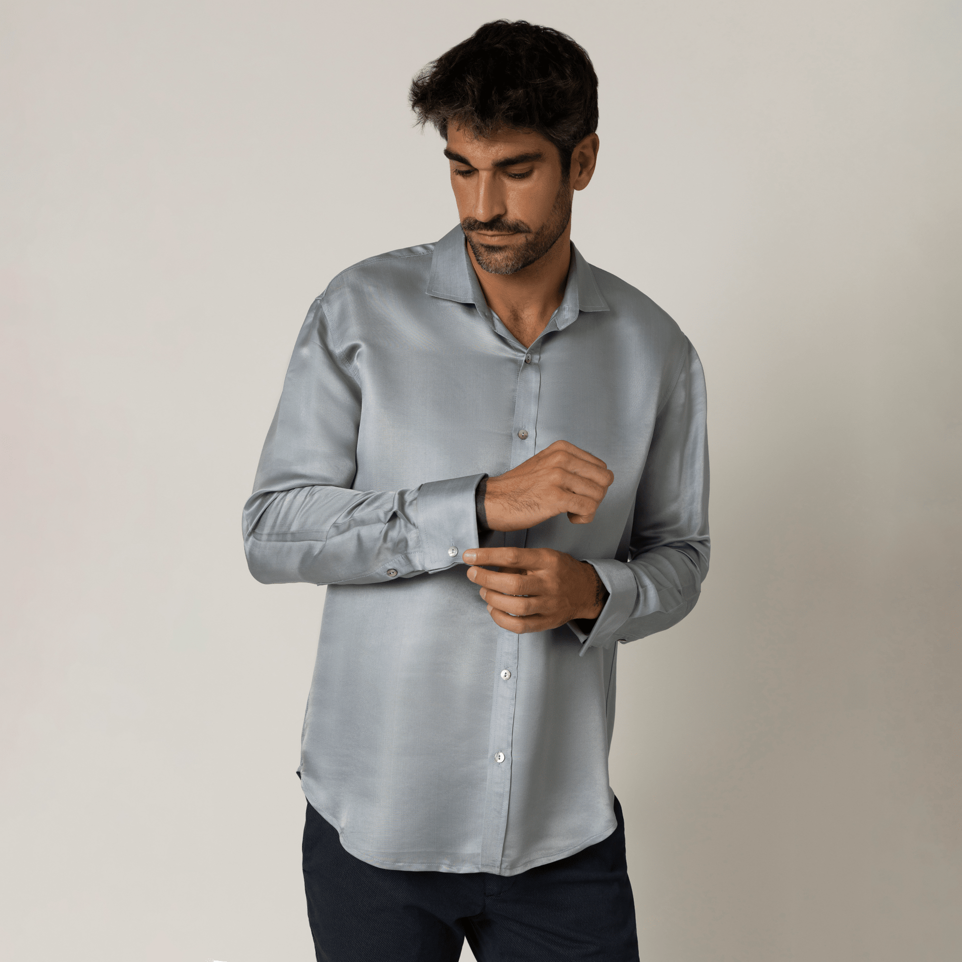 Artisan Silk Shirt, French Cuffs, Washable - Tara Sartoria
