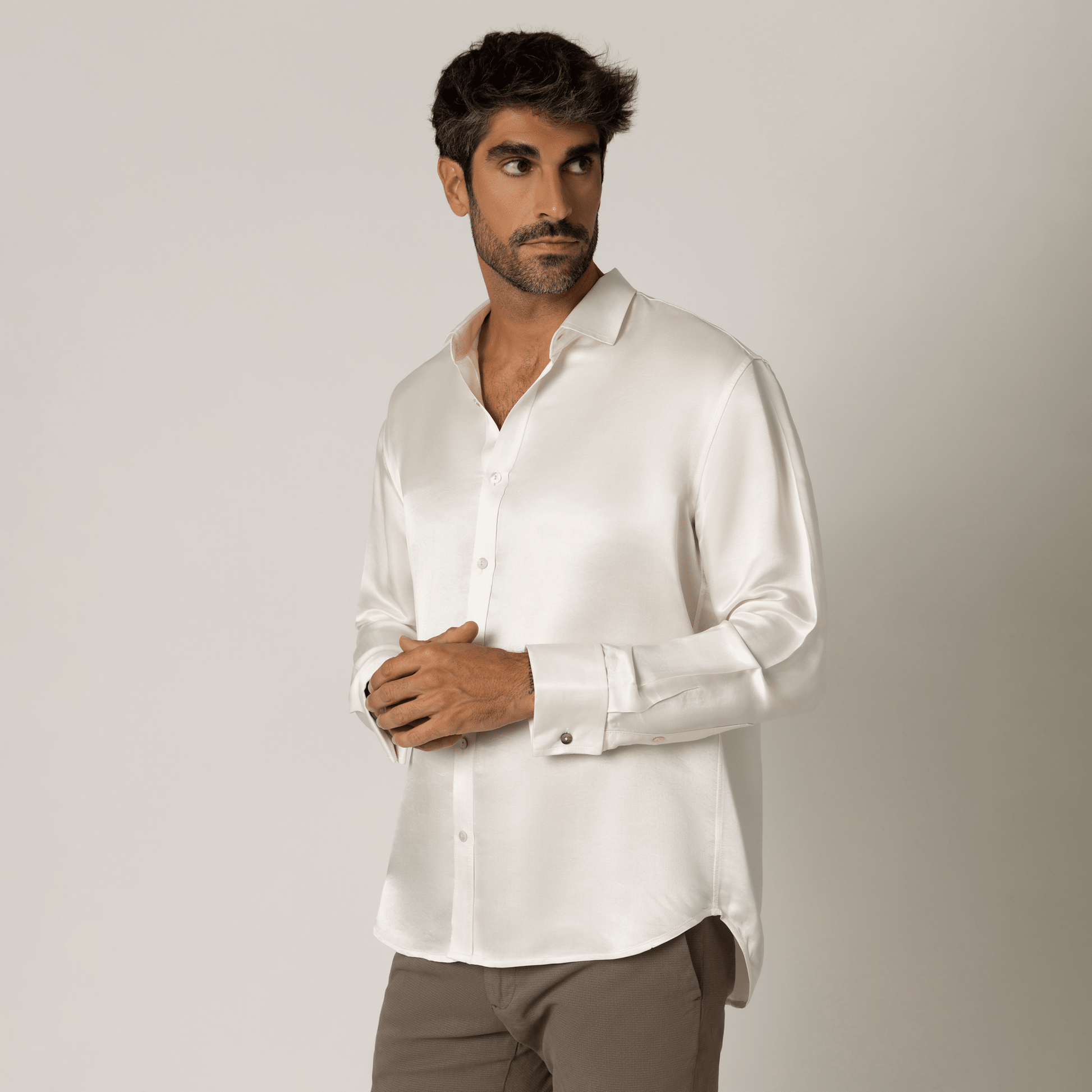 Artisan Silk Shirt, French Cuffs, Washable - Tara Sartoria