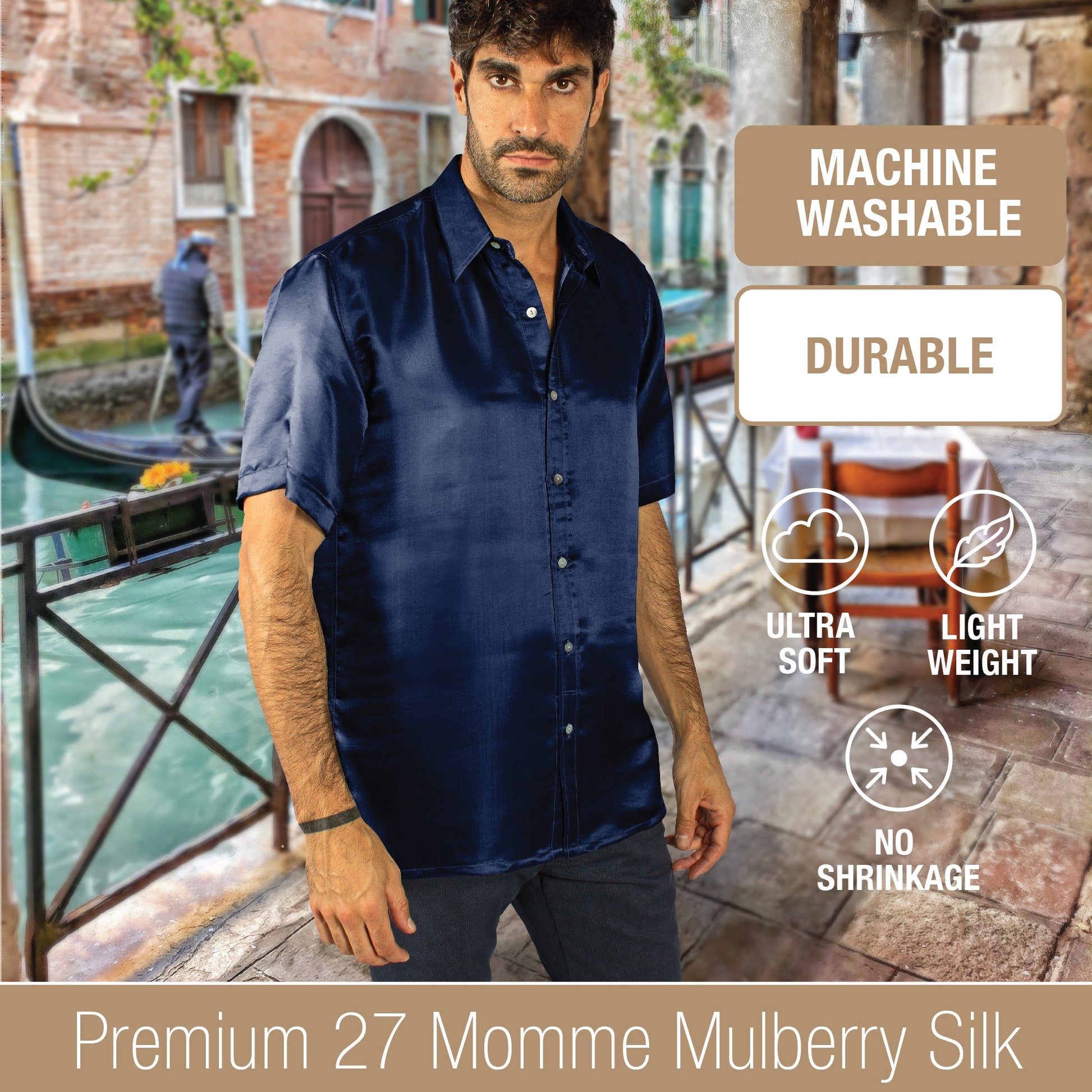 Artisan Silk Shirt Short Sleeves, Washable - Tara Sartoria