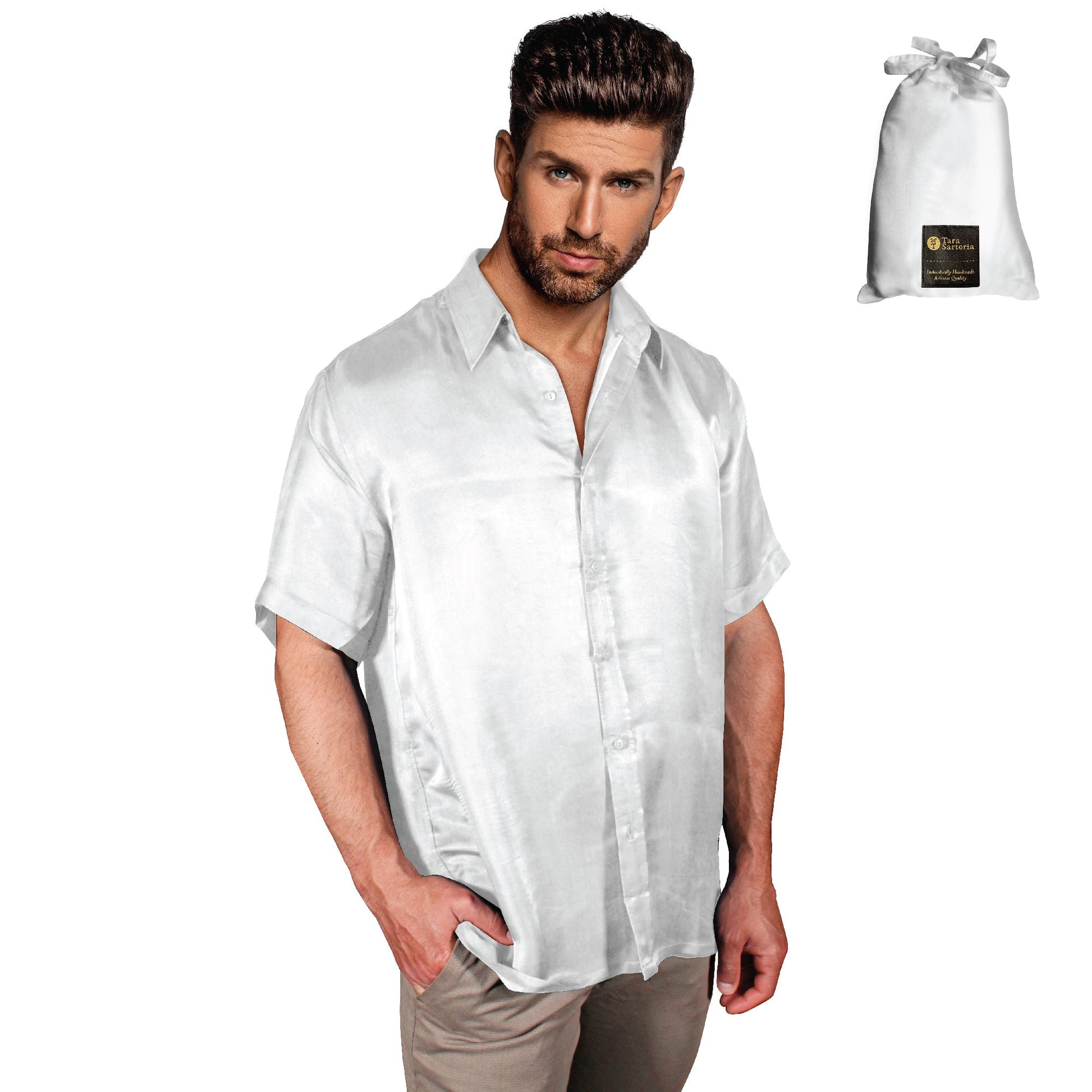 Artisan Silk Shirt Short Sleeves, Washable - Tara Sartoria