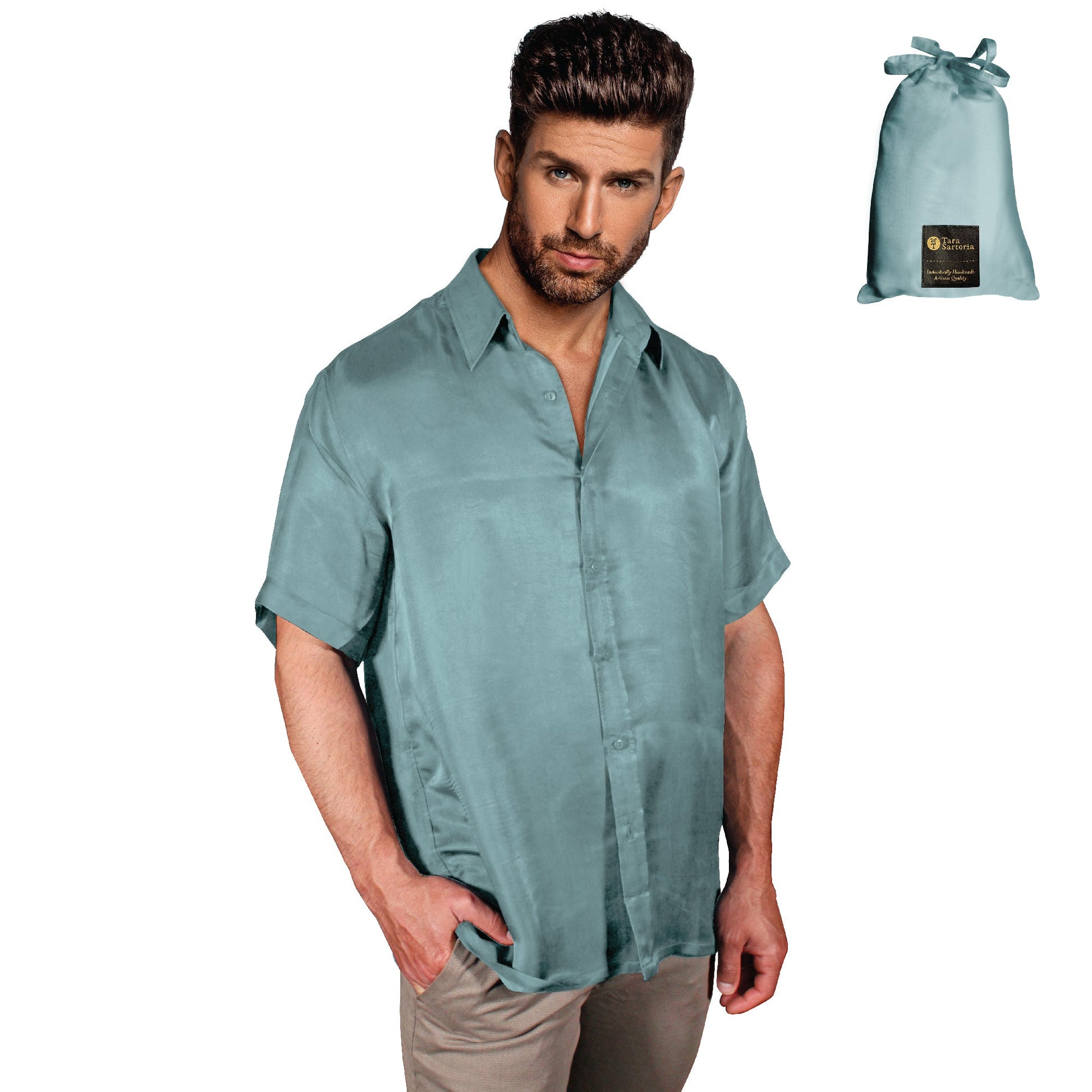Artisan Silk Shirt Short Sleeves, Washable - Tara Sartoria